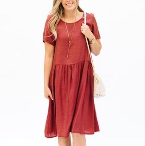 Olive green drop waist dress sz M/L 8-10